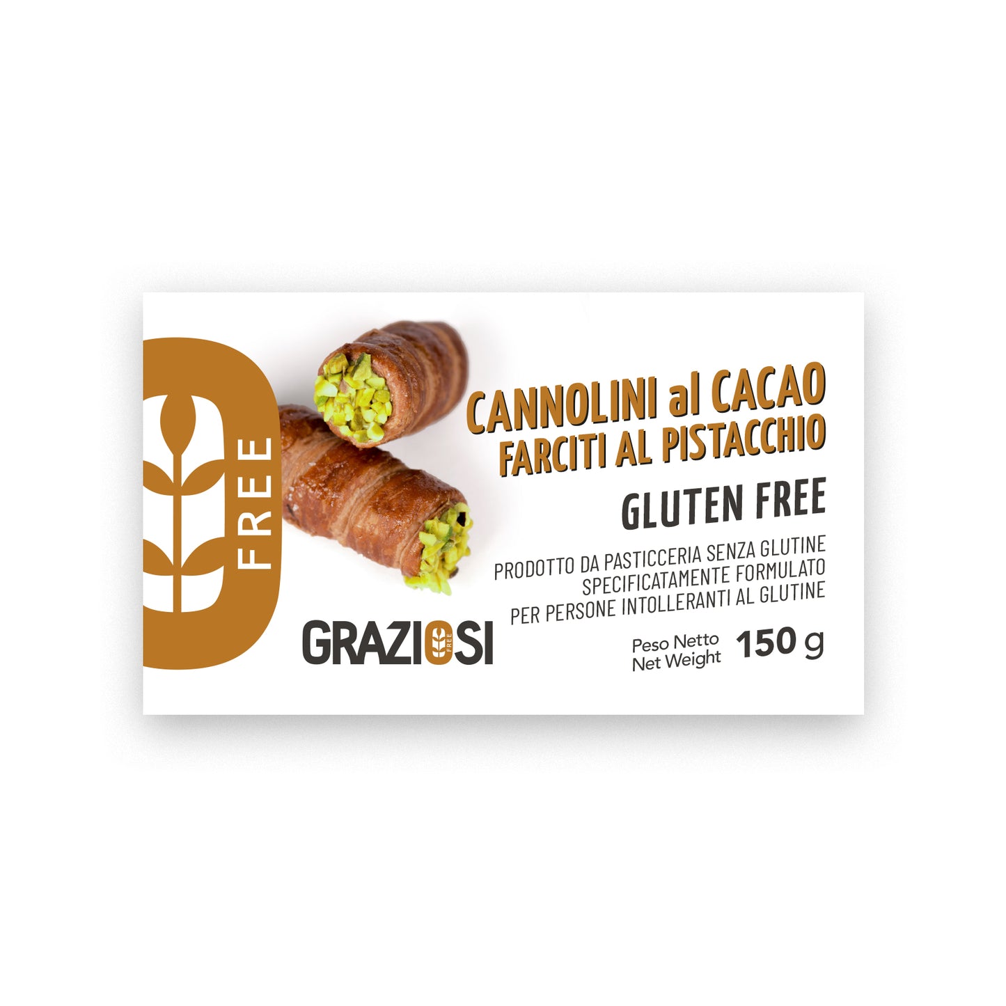 GRAZIOSI CANNOLI AL CACAO FARCITI DI PISTACCHIO