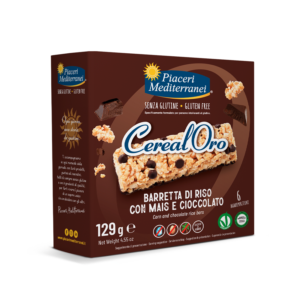PIACERI MEDITERRANEI BARRETTE DI RISO CON MAIS E CIOCCOLATO
